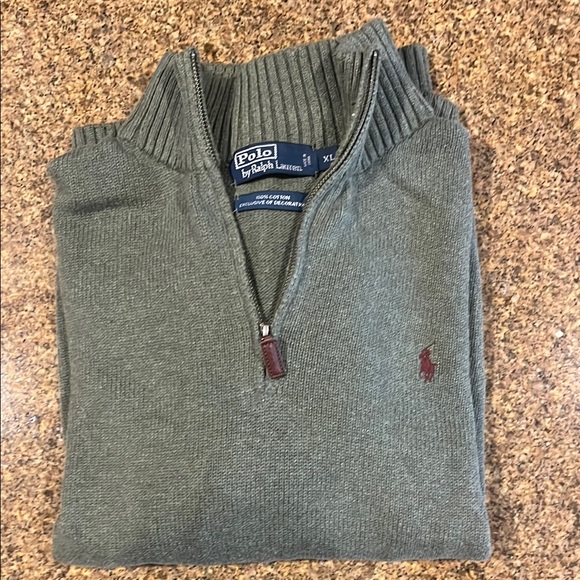 Polo Ralph Lauren Other - Polo by Ralph Lauren Green Zip Up Sweater with Ribbed Collar